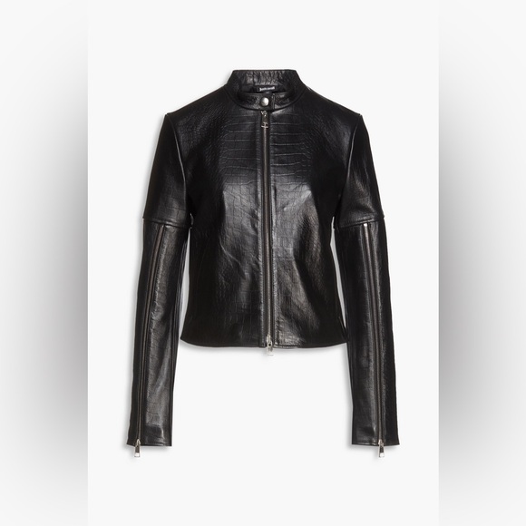 Just Cavalli Jackets & Blazers - NWT - JUST CAVALLI CROC-EFFECT LEATHER BIKER JACKET IN BLACK - Size 40 IT - XS/S